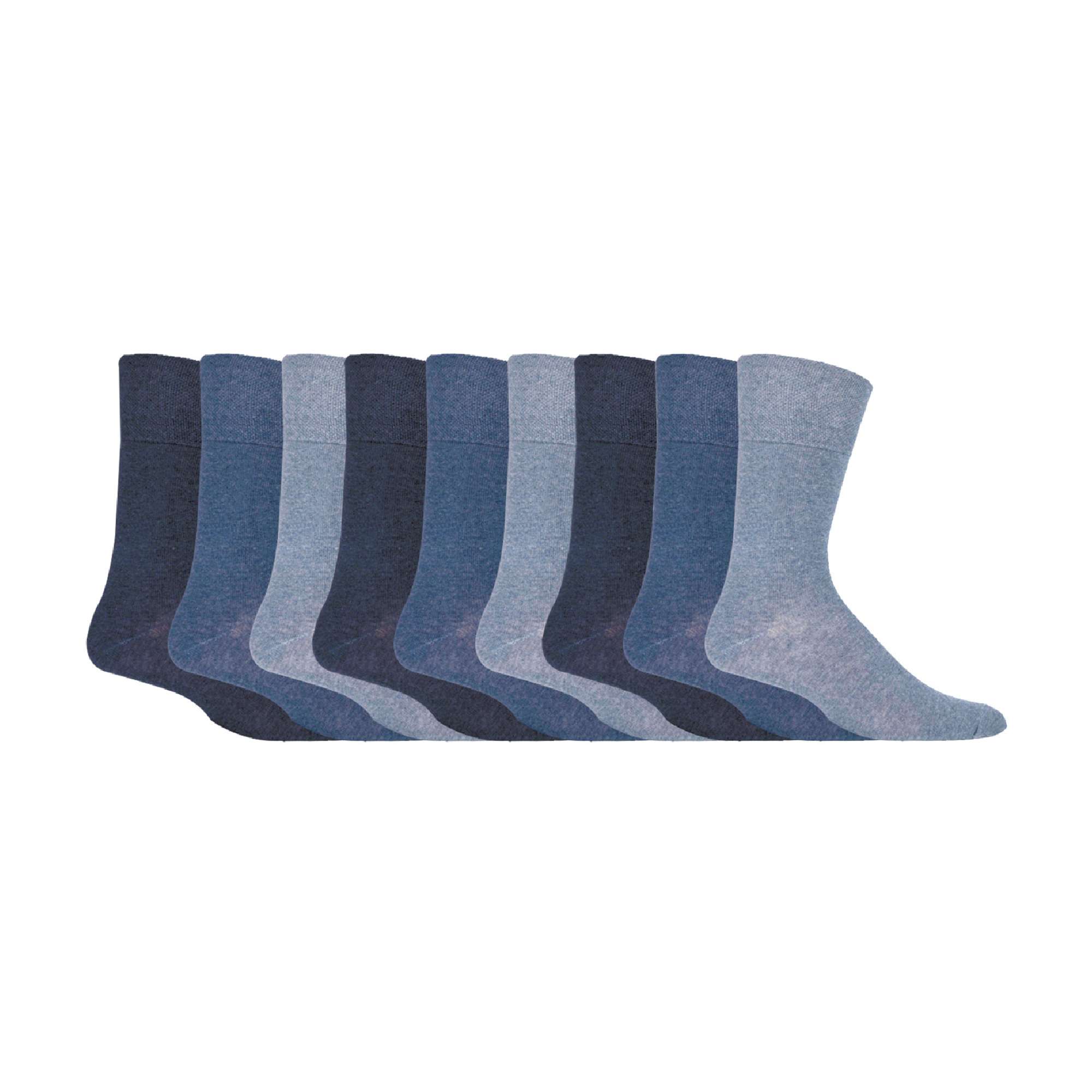 Gentle Grip 9 Pairs Non Elastic Cotton Mens Socks with Loose Top