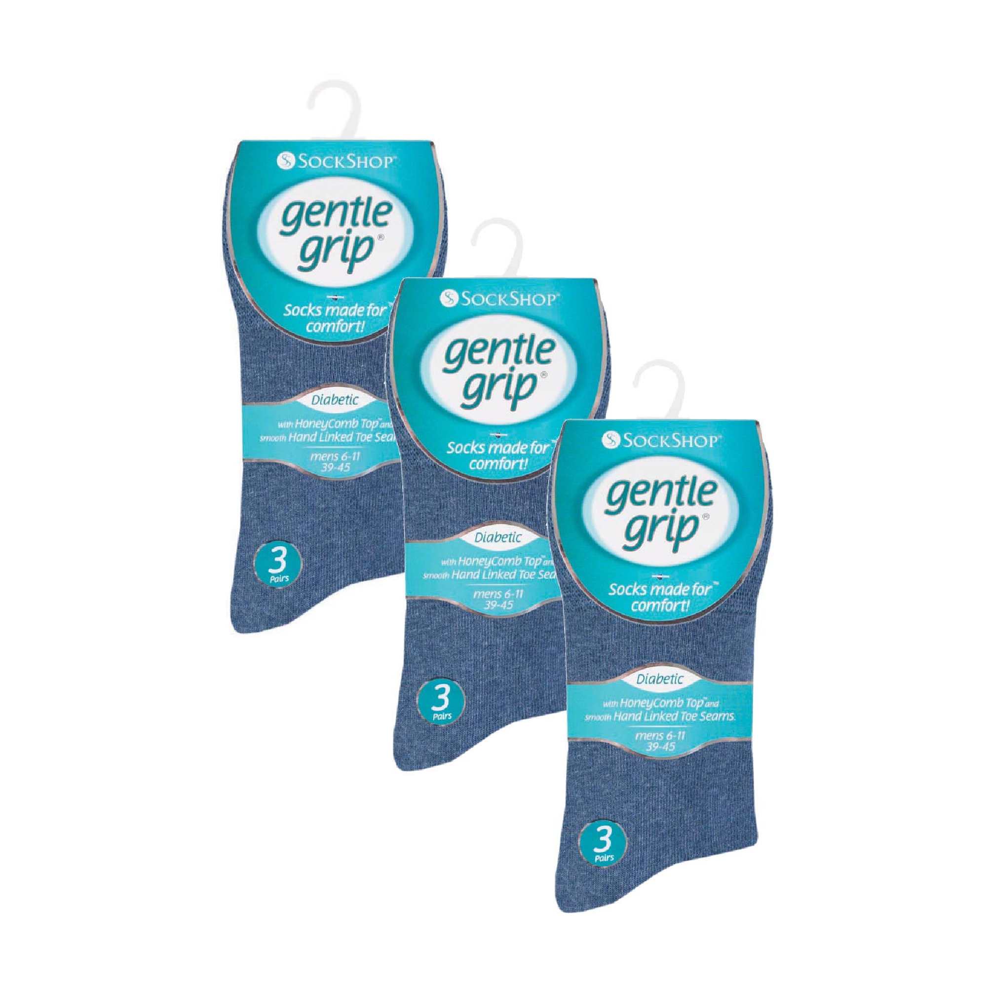 Gentle Grip 9 Pairs Non Elastic Cotton Mens Socks with Loose Top