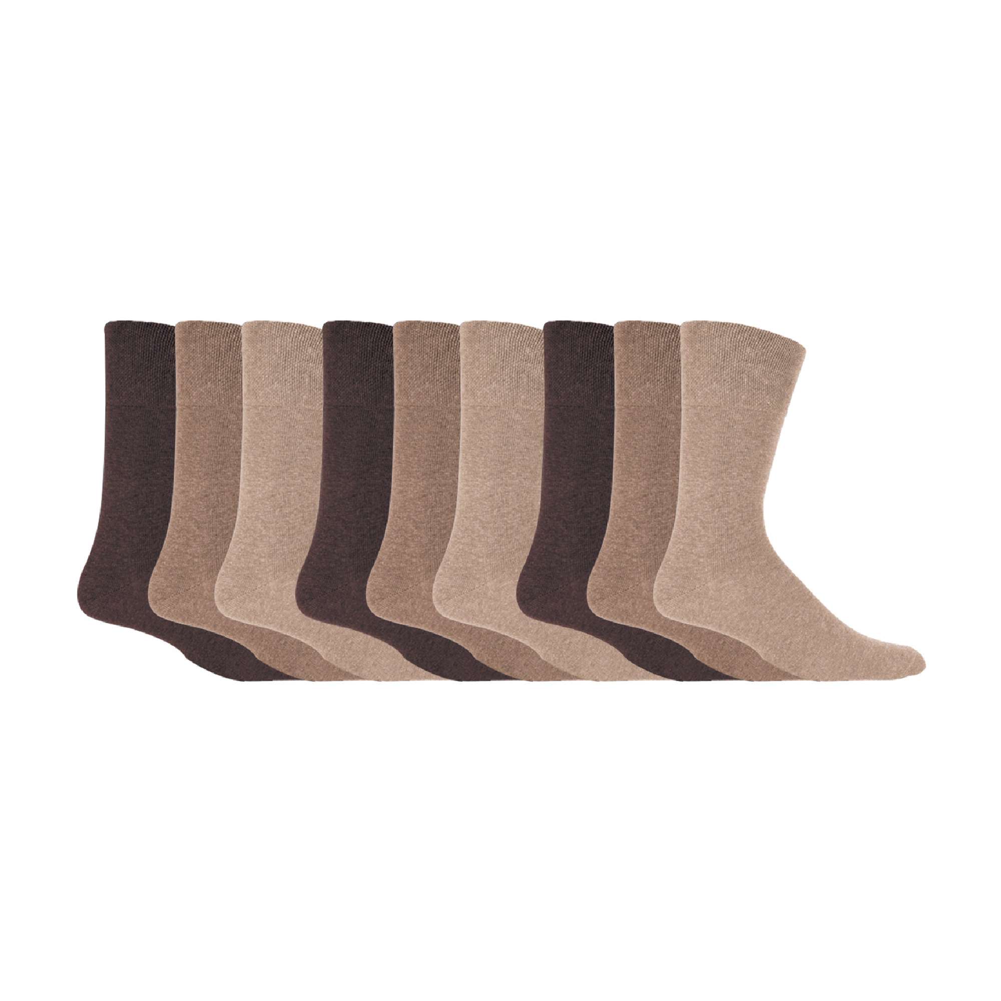 Gentle Grip 9 Pairs Non Elastic Cotton Mens Socks with Loose Top