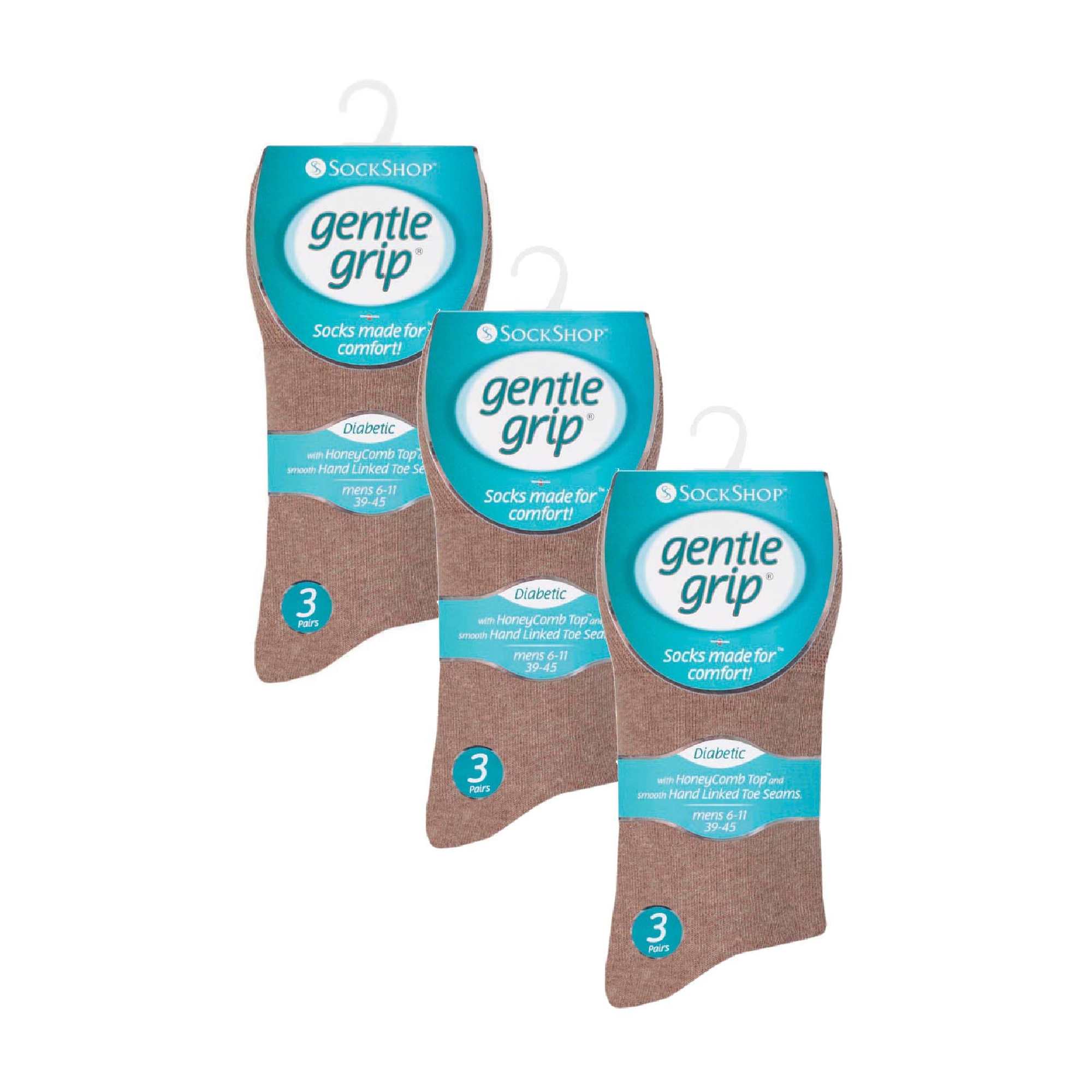 Gentle Grip 9 Pairs Non Elastic Cotton Mens Socks with Loose Top