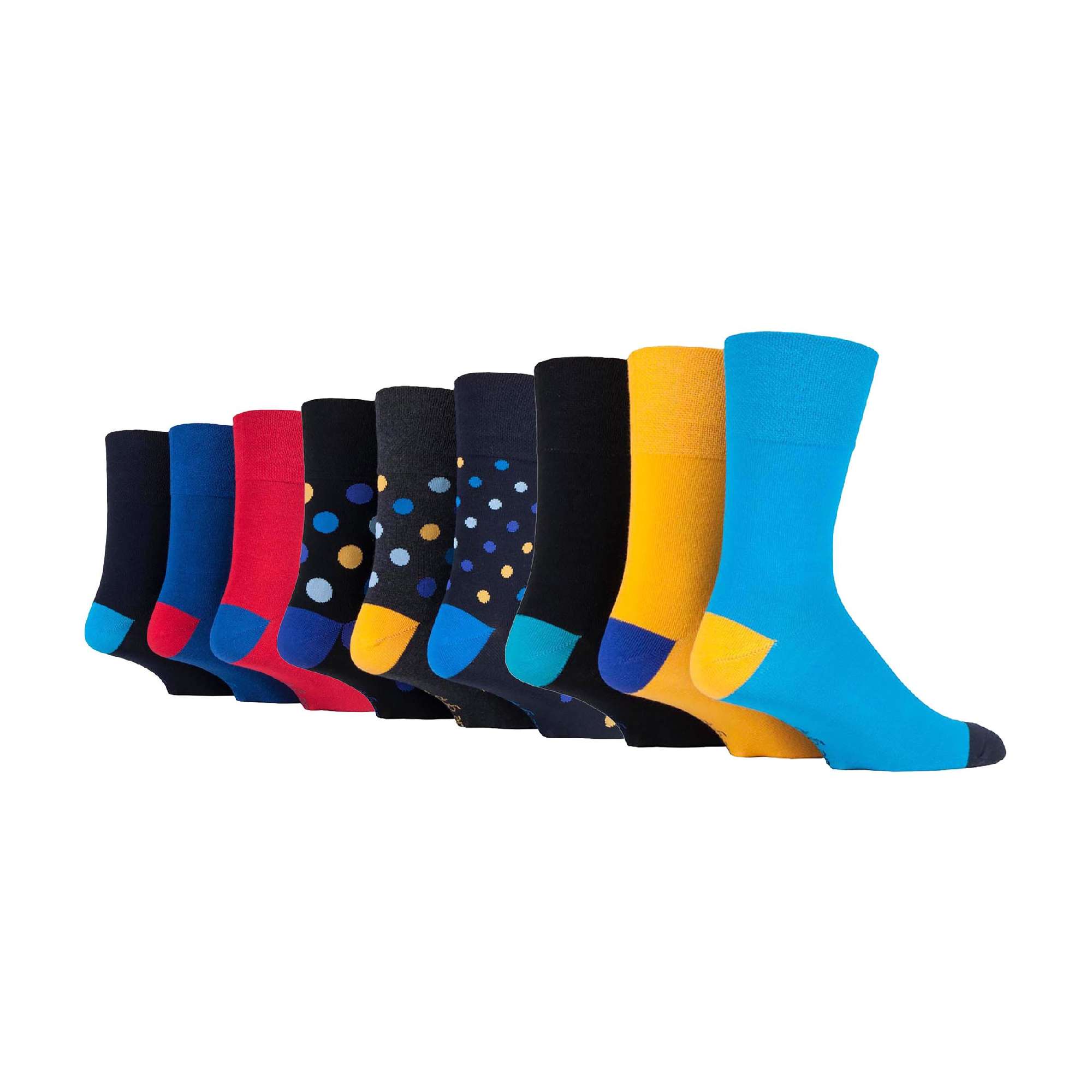 Gentle Grip 9 Pairs Non Elastic Cotton Mens Socks with Loose Top