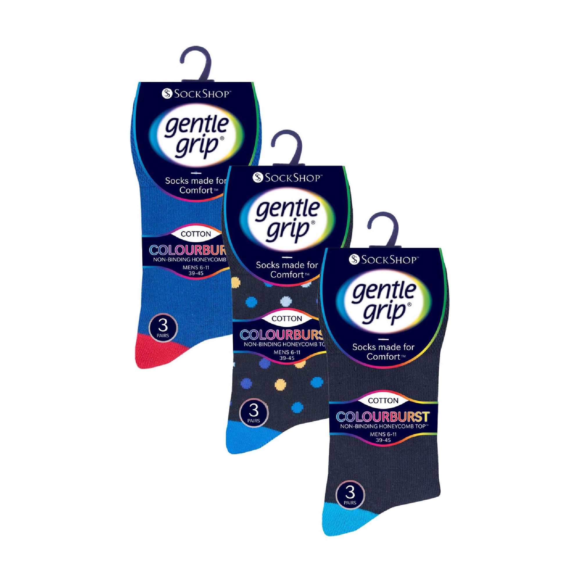 Gentle Grip 9 Pairs Non Elastic Cotton Mens Socks with Loose Top