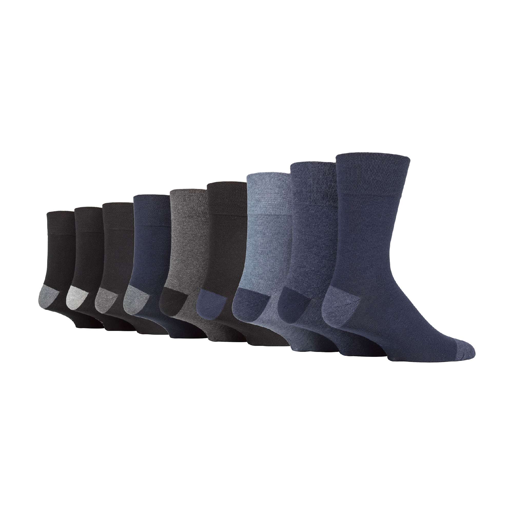 Gentle Grip 9 Pairs Non Elastic Cotton Mens Socks with Loose Top