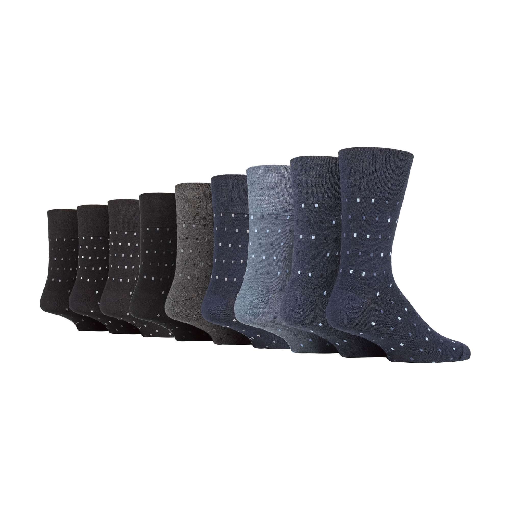 Gentle Grip 9 Pairs Non Elastic Cotton Mens Socks with Loose Top