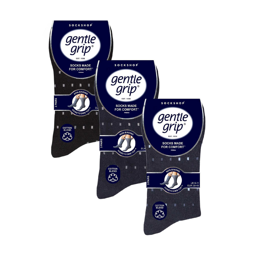 Gentle Grip 9 Pairs Non Elastic Cotton Mens Socks with Loose Top