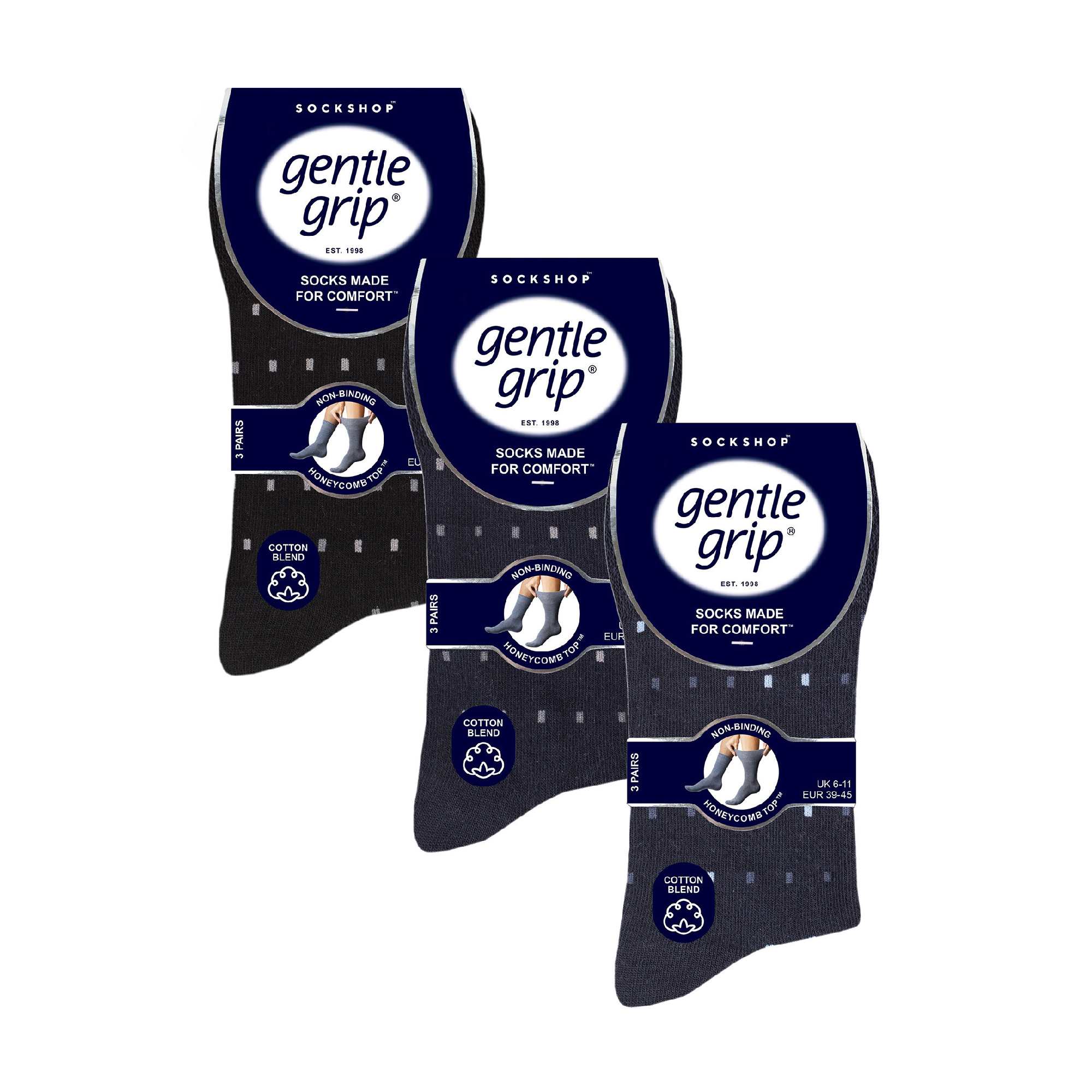 Gentle Grip 9 Pairs Non Elastic Cotton Mens Socks with Loose Top