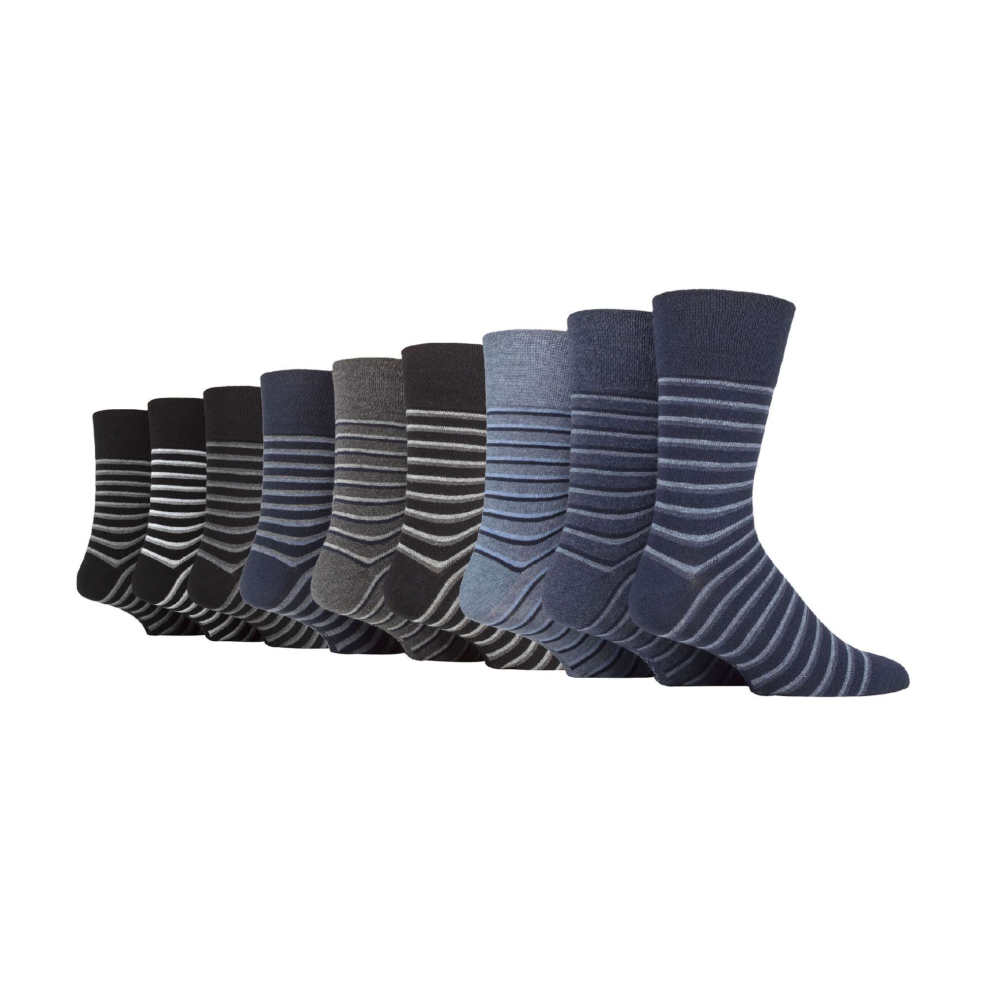 Gentle Grip 9 Pairs Non Elastic Cotton Mens Socks with Loose Top