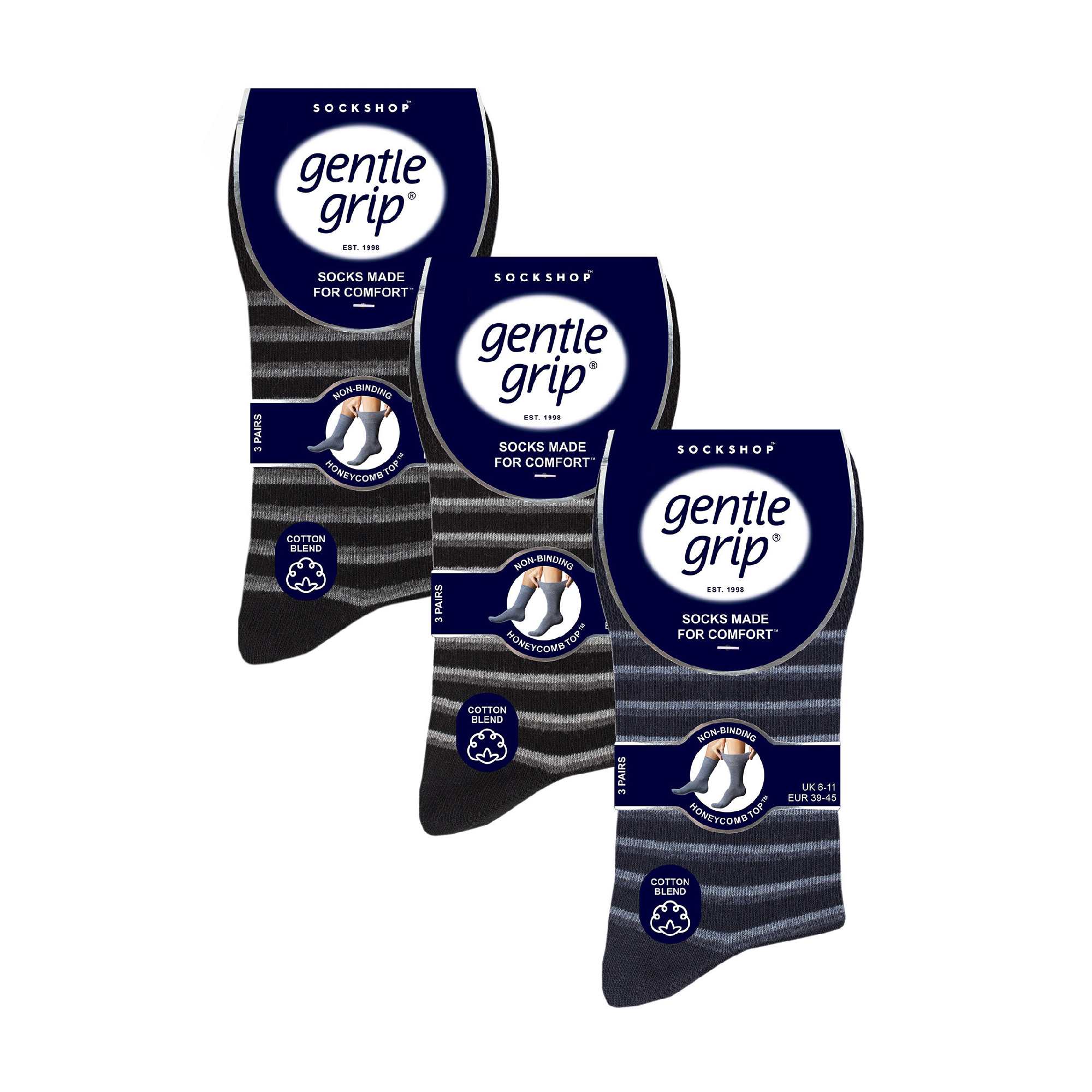 Gentle Grip 9 Pairs Non Elastic Cotton Mens Socks with Loose Top