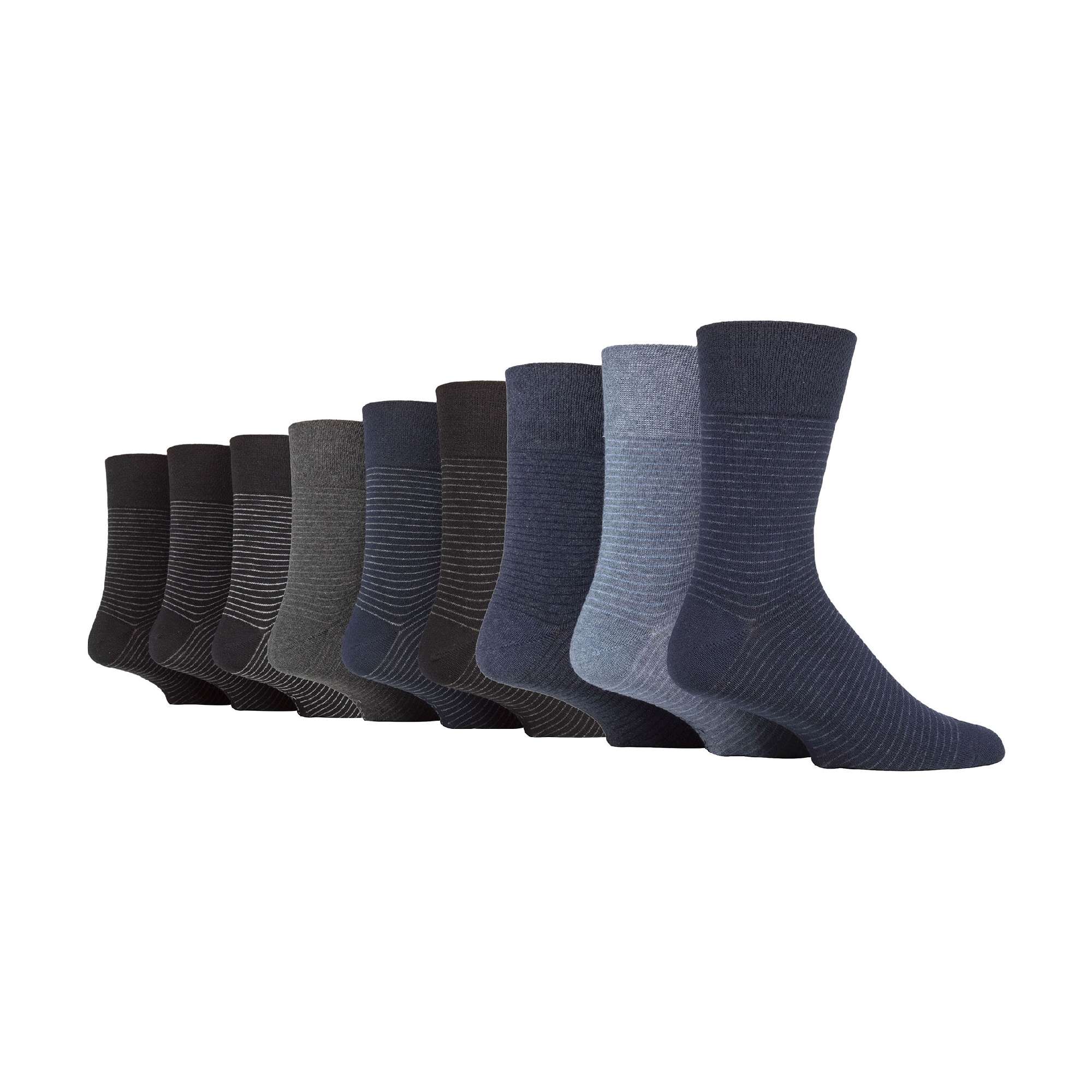 Gentle Grip 9 Pairs Non Elastic Cotton Mens Socks with Loose Top