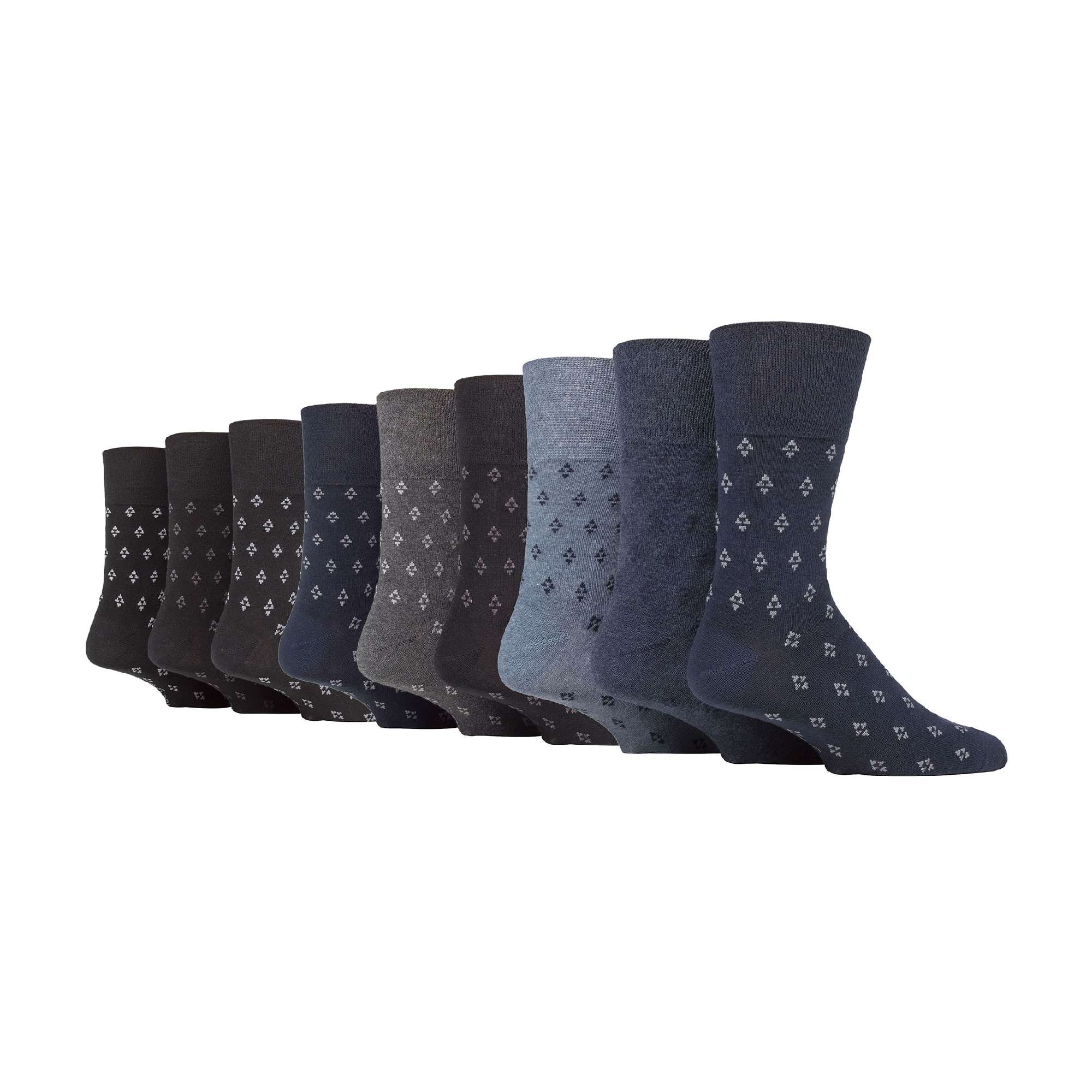 Gentle Grip 9 Pairs Non Elastic Cotton Mens Socks with Loose Top