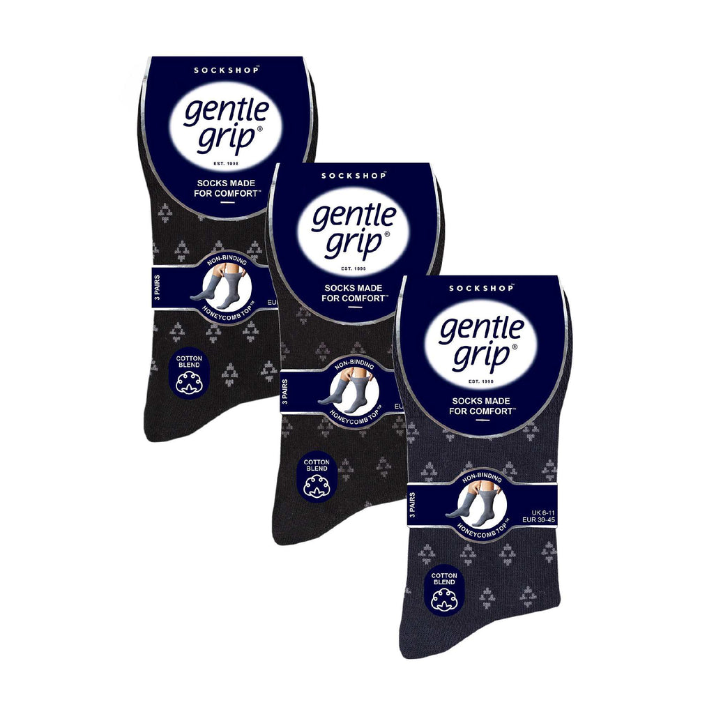 Gentle Grip 9 Pairs Non Elastic Cotton Mens Socks with Loose Top