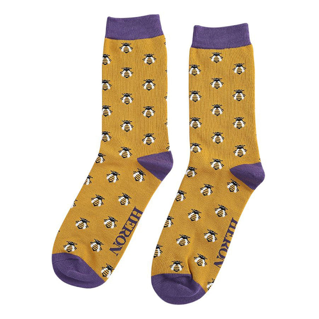 Sock Snob 1 Pack Mens Novelty Yellow Honey Bee Bamboo Socks