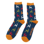 Sock Snob 1 Pack Mens Novelty Navy Leaping Deer Bamboo Socks