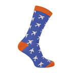 Sock Snob 1 Pack Mens Novelty Blue Airplanes Bamboo Socks