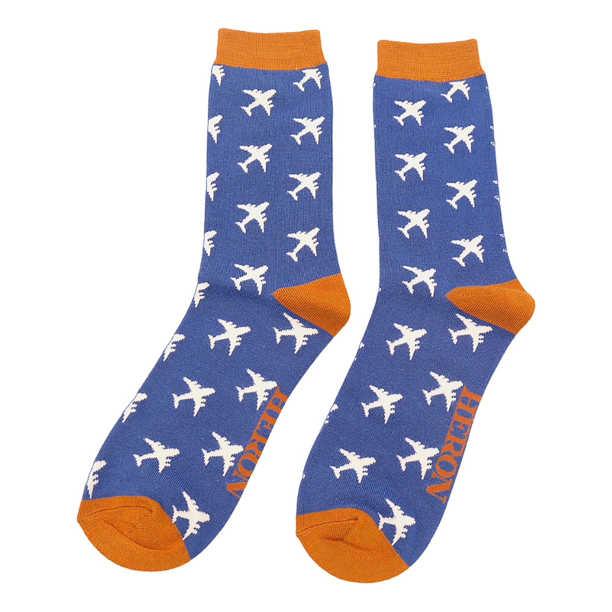 Sock Snob 1 Pack Mens Novelty Blue Airplanes Bamboo Socks