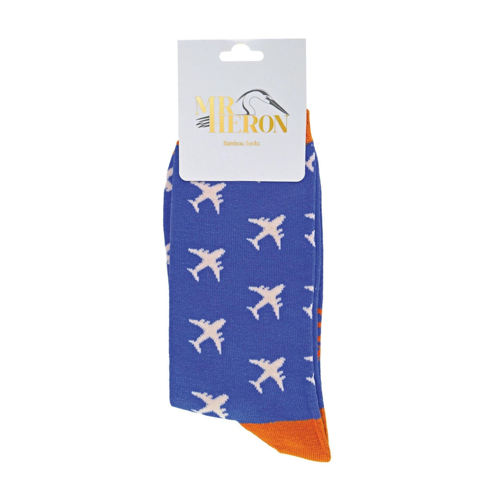 Sock Snob 1 Pack Mens Novelty Blue Airplanes Bamboo Socks