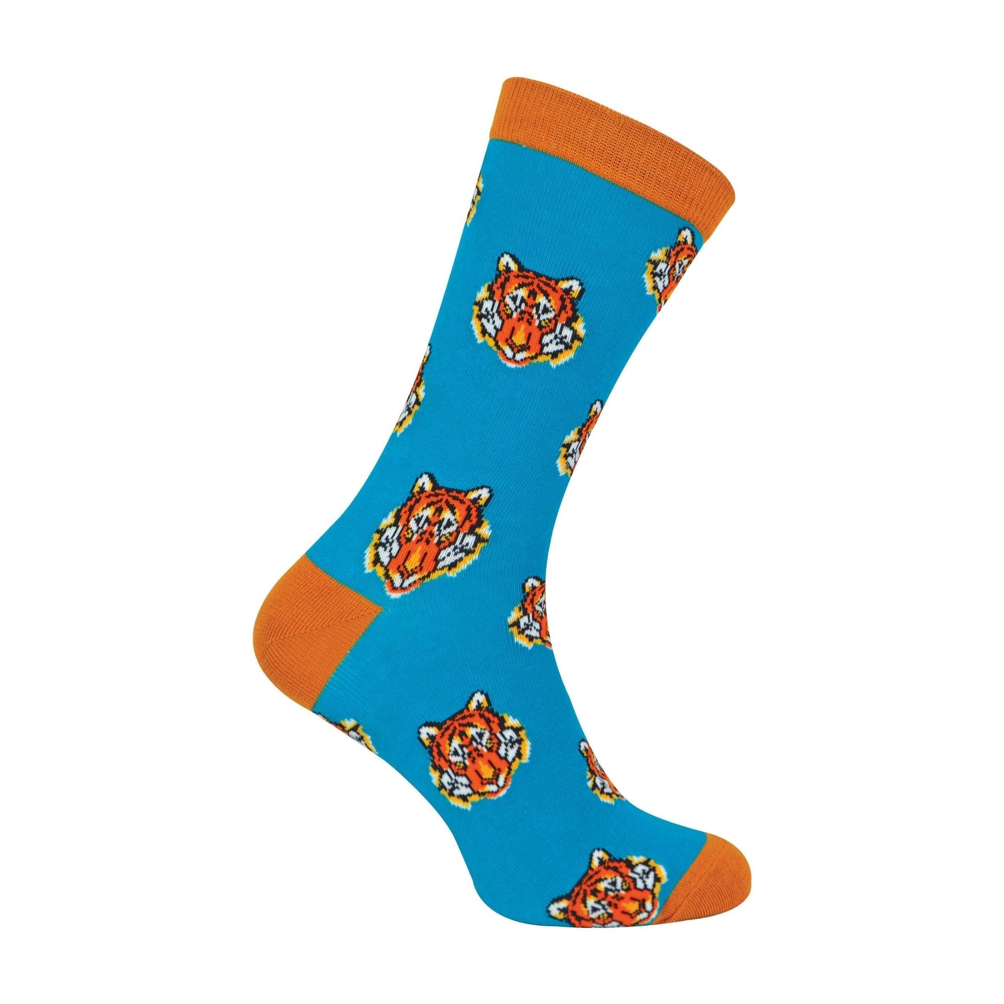 Sock Snob 1 Pack Mens Novelty Turquoise Tigers Bamboo Socks