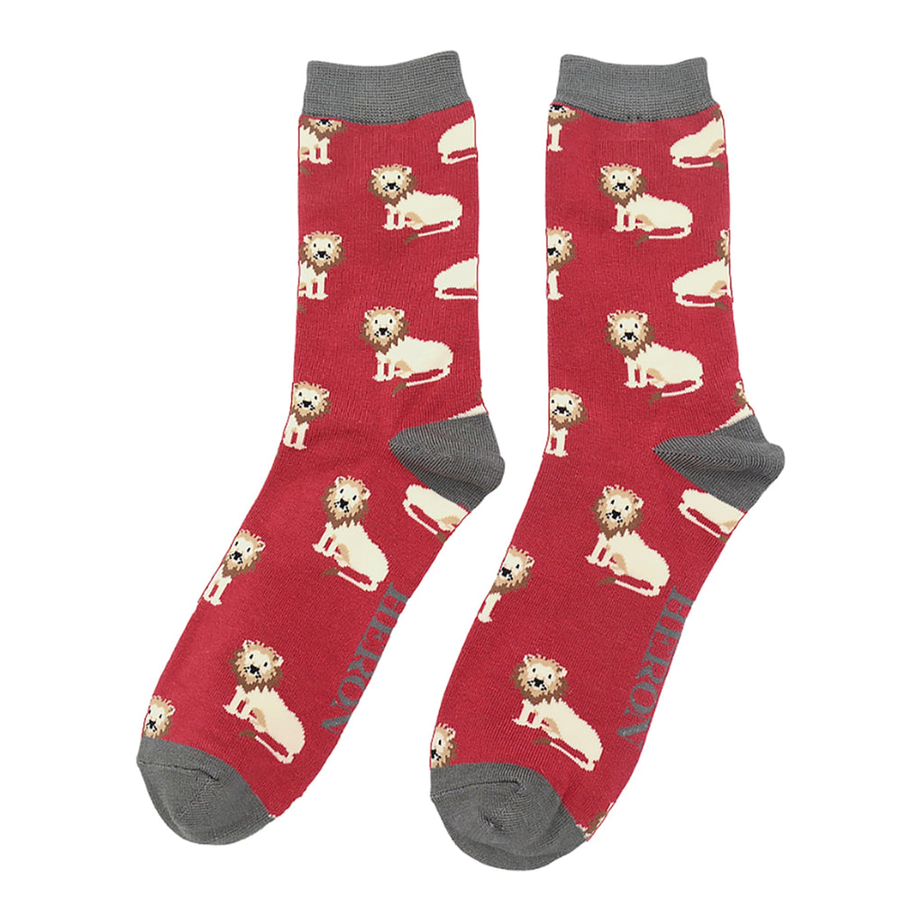 Sock Snob 1 Pack Mens Novelty Oxblood Lions Bamboo Socks