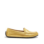 Hugs & Co Womens Tyre Sole Penny Loafers Yellow Gold Leather