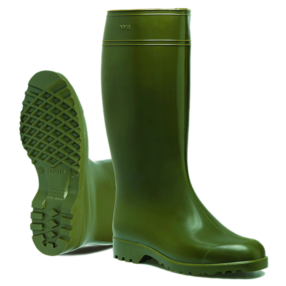 Nora Antonia Unlined Womens Wellington Boots Black / Green