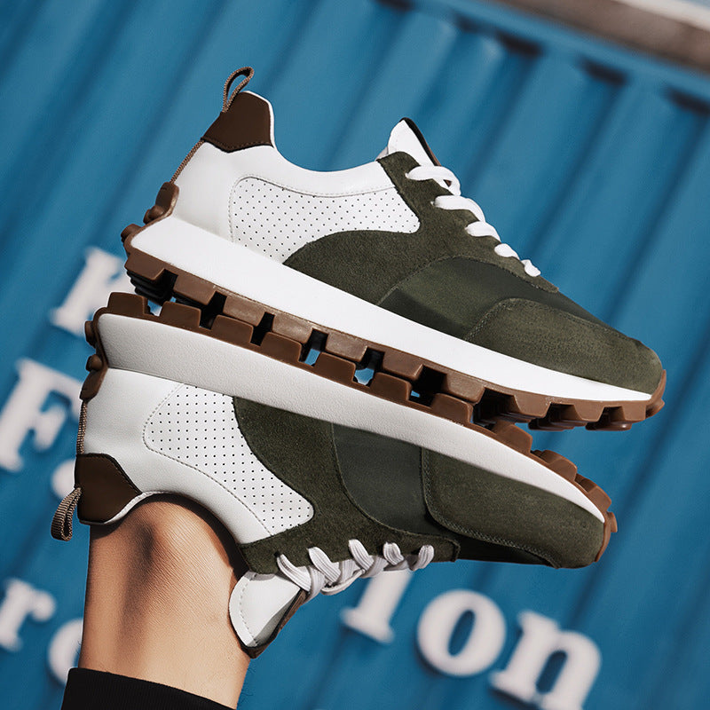 Mens Leather Breathable Lightweight Height Increasing Trainers