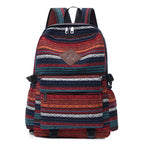 Plaid canvas student backpack front view