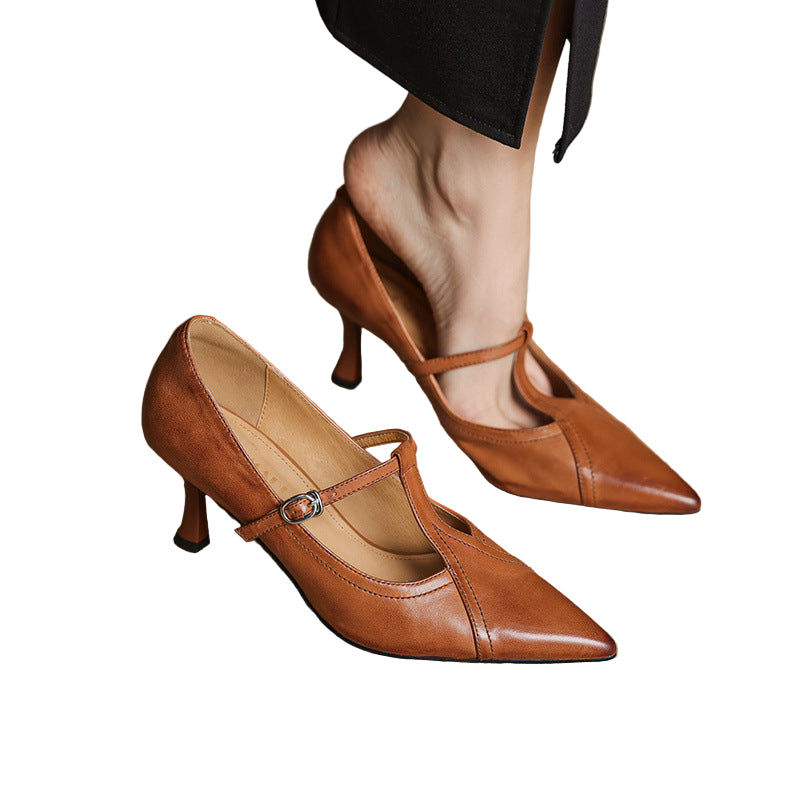 Low Top Stiletto Heel Buckle Strap Heels