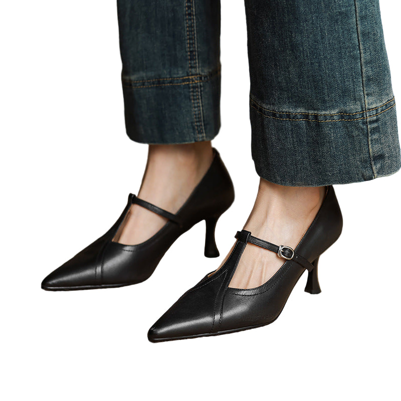 Low Top Stiletto Heel Buckle Strap Heels