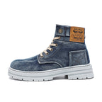 Canvas Breathable Height Increasing Wedge Heel Lace Up Boots
