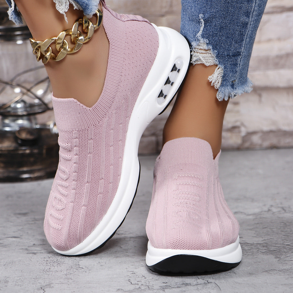 Womens Leather Breathable Low Top Round Toe Trainers