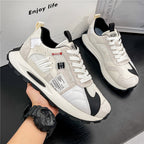 Mens Leather Height Increasing Platform Low Top Trainers