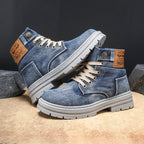 Canvas Breathable Height Increasing Wedge Heel Lace Up Boots