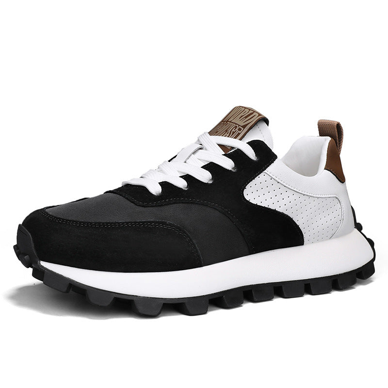 Mens Leather Breathable Lightweight Height Increasing Trainers