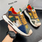 Mens Leather Height Increasing Platform Low Top Trainers