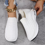 Womens Leather Breathable Low Top Round Toe Trainers