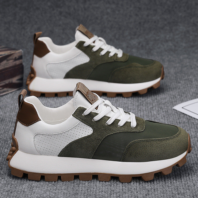 Mens Leather Breathable Lightweight Height Increasing Trainers