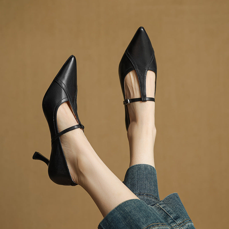 Low Top Stiletto Heel Buckle Strap Heels