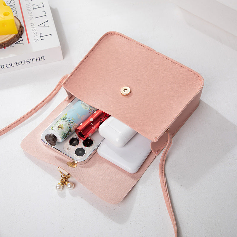 Womens Pearl Pendant Small Square Bag