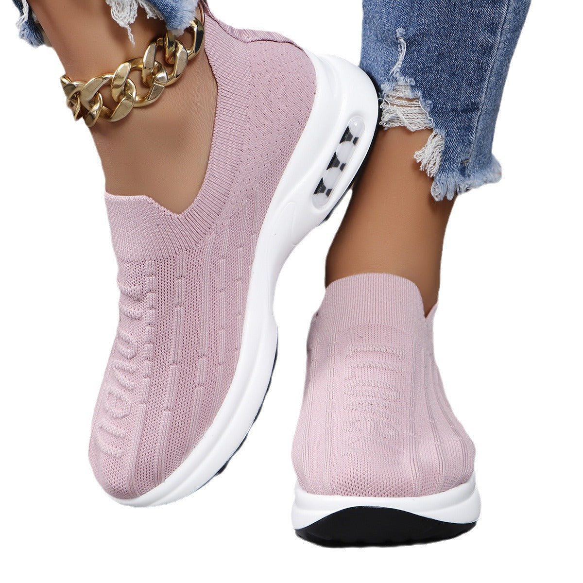 Womens Leather Breathable Low Top Round Toe Trainers