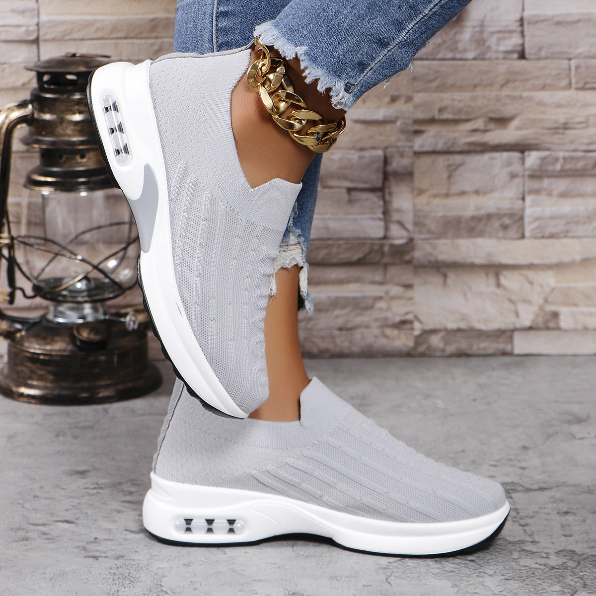 Womens Leather Breathable Low Top Round Toe Trainers