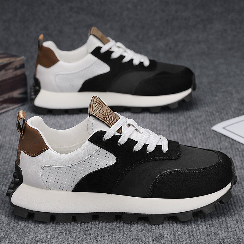Mens Leather Breathable Lightweight Height Increasing Trainers