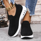 Womens Leather Breathable Low Top Round Toe Trainers