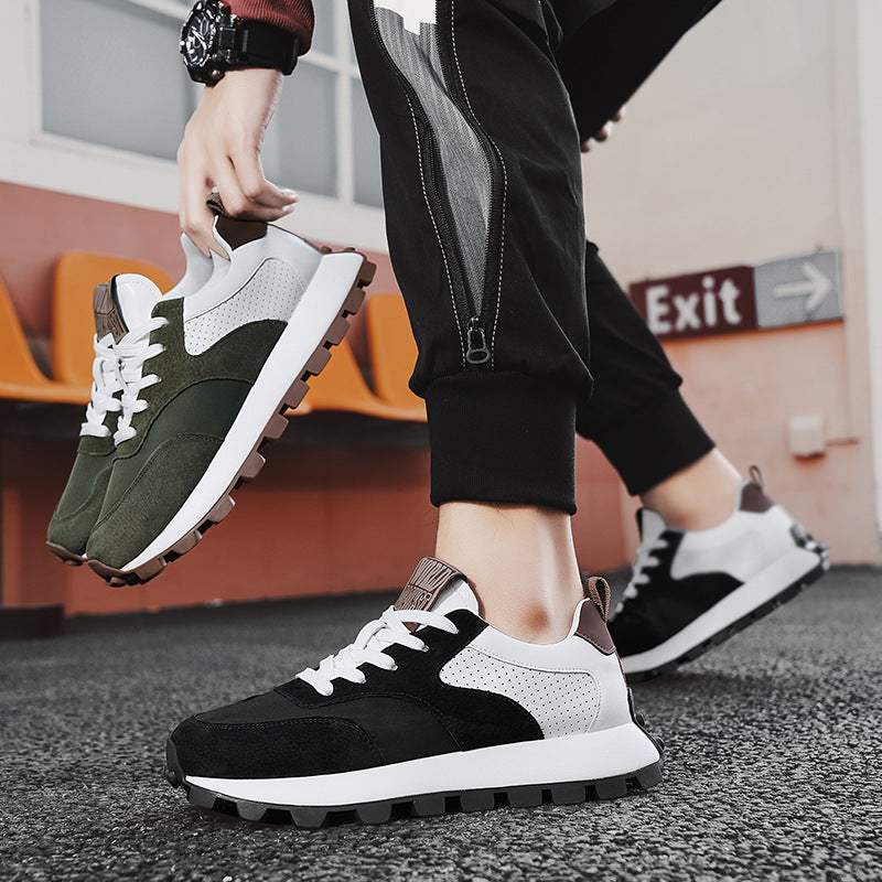 Mens Leather Breathable Lightweight Height Increasing Trainers