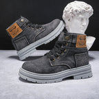 Canvas Breathable Height Increasing Wedge Heel Lace Up Boots