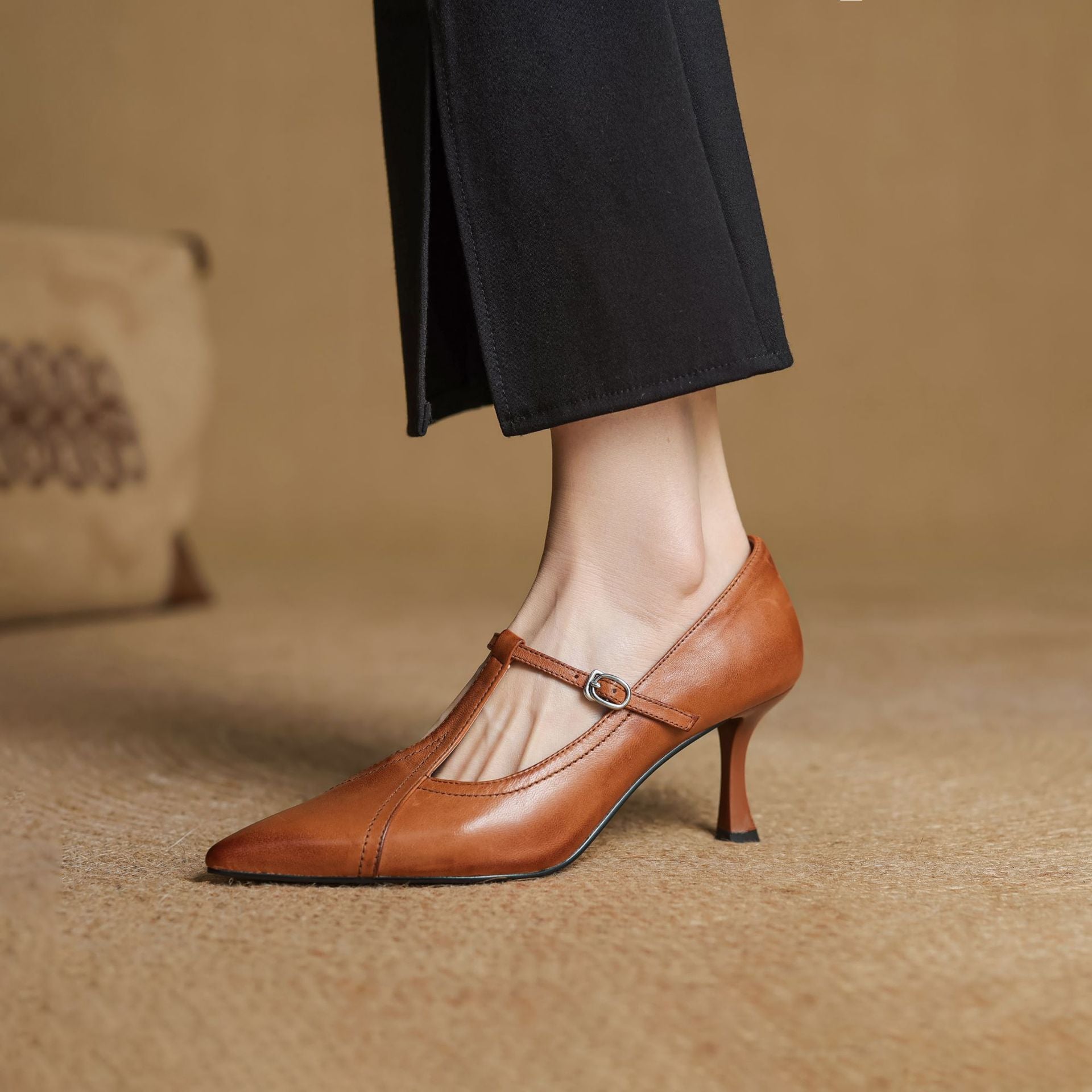 Low Top Stiletto Heel Buckle Strap Heels