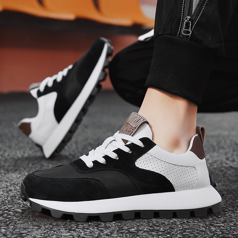 Mens Leather Breathable Lightweight Height Increasing Trainers