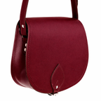 Zatchels Oxblood leather saddle bag angled view