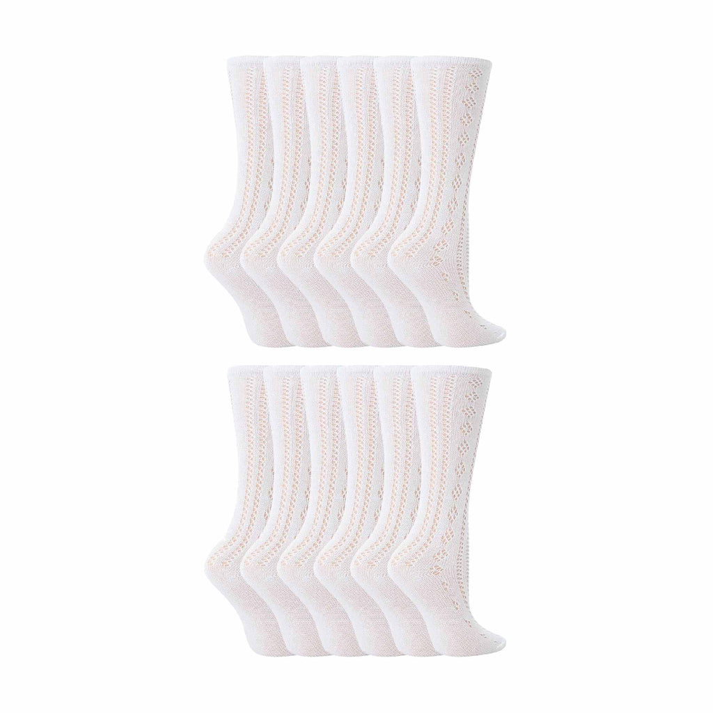 Sock Snob 12 Pair Soft Cotton Rich Knee High White Uniform Kids Socks for School