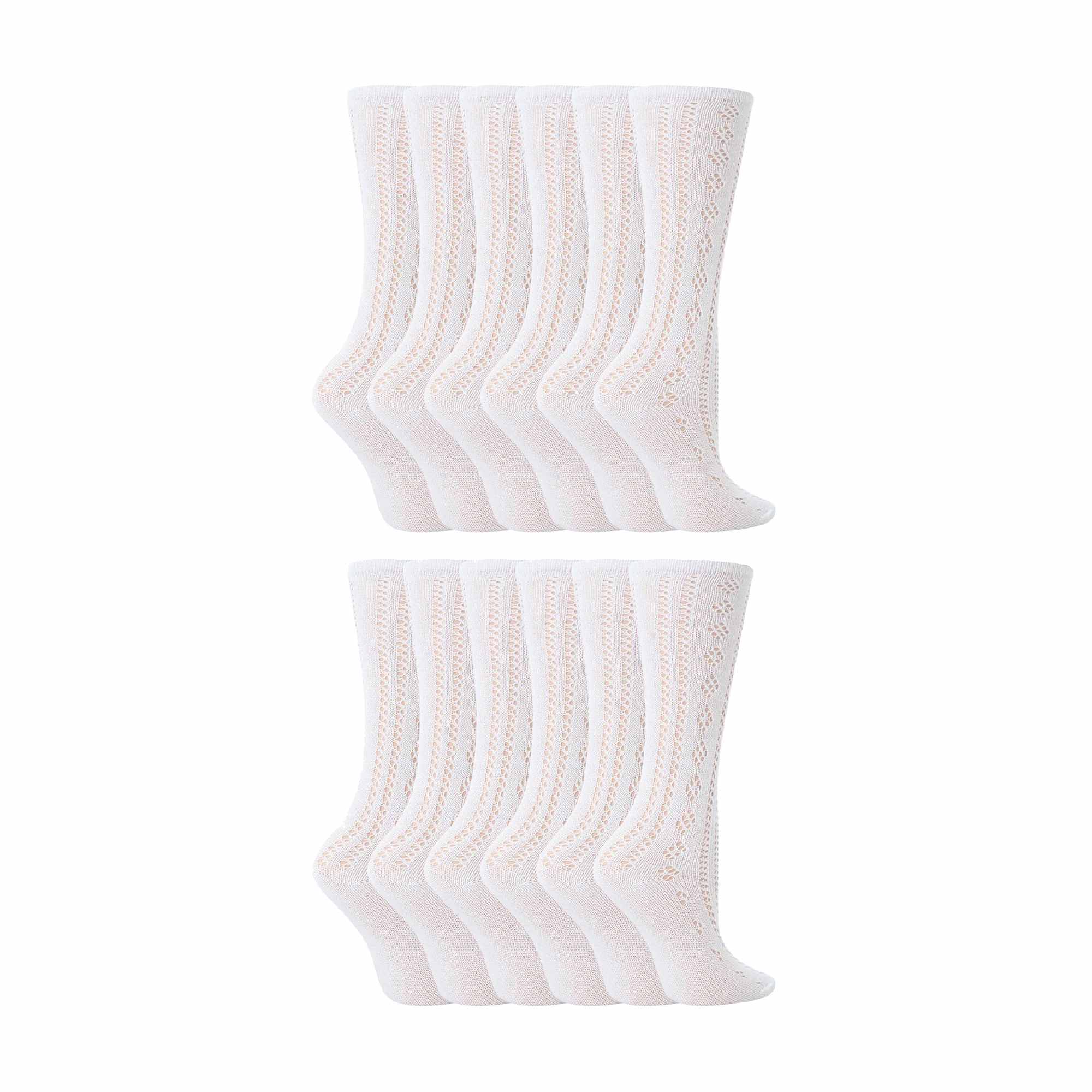 Sock Snob 12 Pair Soft Cotton Rich Knee High White Uniform Kids Socks for School