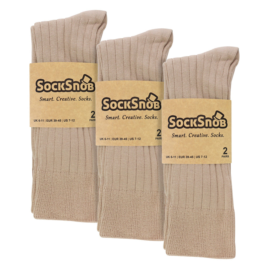 Sock Snob Mens Plain Coloured Cotton Rich Ribbed Dress Socks
